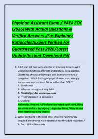 Physician Assistant Exam / PAEA EOC (2026) With Actual Questions & Verified Answers ,Plus