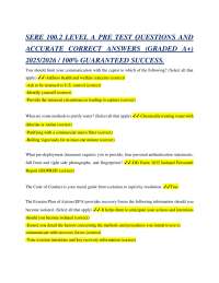 SERE 100.2 Level A Pre-Test Questions and Answers
