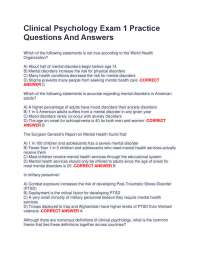 Clinical Psychology Exam 1: Practice Questions and Answers