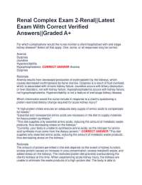 Renal Disease Exam Questions and Answers