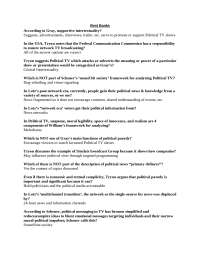 Political TV Analysis: Key Concepts and Questions