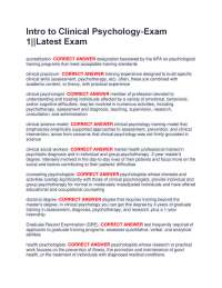 Clinical Psychology Exam Definitions