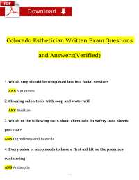 Esthetician Exam Questions and Answers: Colorado State Board Review