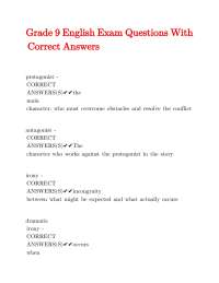 English Exam Questions with Correct Answers: Literary and Grammatical Terms