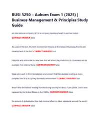 BUSI 3250 Auburn Exam 1 Study Guide: Business Management & Principles