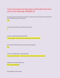 7 brew brewista test Questions and Verified Answers 2025/2026 (Already GRADED A)