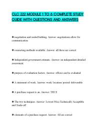 CLC 222 MODULE 1 TO 6 COMPLETE STUDY GUIDE WITH QUESTIONS AND ANSWERS