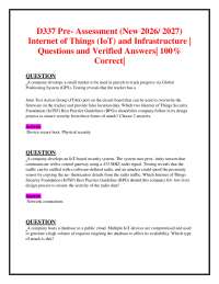D337 Pre- Assessment (New 2026/ 2027) Internet of Things (IoT) and Infrastructure | Questi