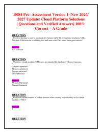 D084 Pre- Assessment Version 1 (New 2026/ 2027 Update) Cloud Platform Solutions | Question
