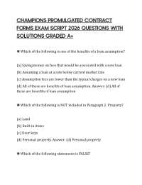 CHAMPIONS PROMULGATED CONTRACT FORMS EXAM SCRIPT 2026 QUESTIONS WITH SOLUTIONS GRADED A+