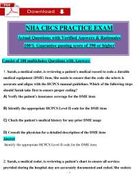 NHA CBCS Practice Exam Questions with Verified Answers