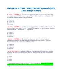 TEXAS REAL ESTATE FINANCE EXAM/ 200Qs&As|NEW 2025-2026|A+GRADE