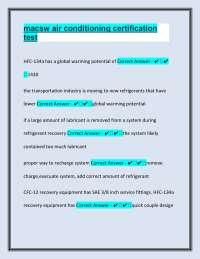 MACSW Air Conditioning Certification Test: HFC-134a and Refrigerant Management