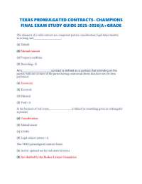 TEXAS PROMULGATED CONTRACTS- CHAMPIONS FINAL EXAM STUDY GUIDE 2025-2026|A+GRADE