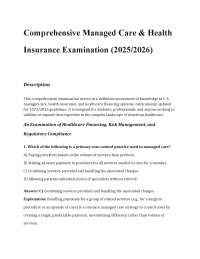 Managed Care & Health Insurance Examination 2025/2026