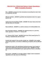 Risk and Return Exam Questions with Complete Answers