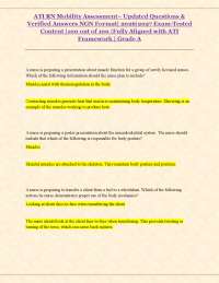 ATI RN Mobility Assessment: Updated Questions and Verified Answers for Nursing Students