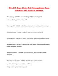 Botany and Photosynthesis Exam Questions and Answers