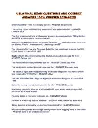 USLA FINAL EXAM QUESTIONS AND CORRECT ANSWERS 100% VERIFIED 2026-2027!!