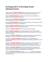 Zoology Exam: Key Terms and Definitions