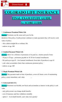 Life Insurance Final Exam Study Guide: Key Concepts and A+ Score Guide
