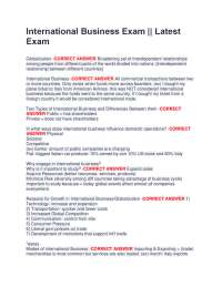International Business Exam: Globalization, Trade, and Cultural Environments
