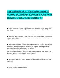 FUNDAMENTALS OF CORPORATE FINANCE ACTUAL EXAM PAPER 2026 QUESTIONS WITH COMPLETE SOLUTIONS