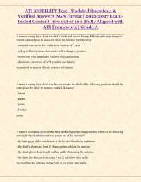 Mobility Concepts: Updated Questions and Verified Answers for Nursing Exams