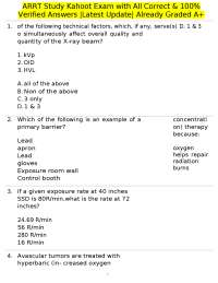 ARRT Radiography Exam Questions and Answers