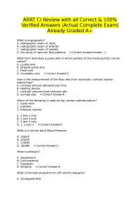 ARRT Cardiovascular Interventional Radiography (CI) Exam Review Questions and Answers