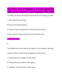 Security Class D Exam Questions and Answers (2025-2026)