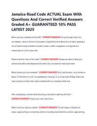 Jamaica Road Code ACTUAL Exam With Questions And Correct Verified Answers Graded A+ GUAR