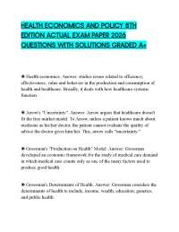 HEALTH ECONOMICS AND POLICY 8TH EDITION ACTUAL EXAM PAPER 2026 QUESTIONS WITH SOLUTIONS GR