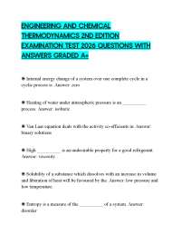 ENGINEERING AND CHEMICAL THERMODYNAMICS 2ND EDITION EXAMINATION TEST 2026 QUESTIONS WITH A