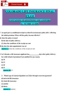 Colorado Life Insurance Final Exam: 95 Q&A for A+ Score