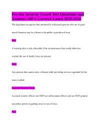 Florida Security Guard Test: Questions and Answers 2025-2026