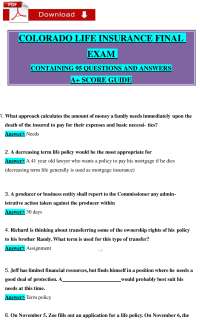 Colorado Life Insurance Final Exam: 95 Q&A for A+ Score