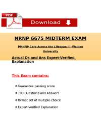 NRNP 6675 Midterm Exam 2026 – PMHNP Care Across Lifespan II (Walden)