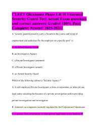CLEET Oklahoma Security Guard Exam Questions and Answers 2025-2026