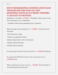 Intuit Bookkeeping Certification Exam: Questions and Answers 2025-2026