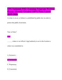 FPS National PSO Training Program Exam 2025-2026
