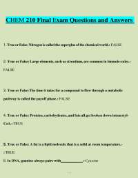 CHEM 210 Final Exam Questions and Answers