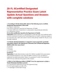 20-FL-XCertified Designated Representative Practice Exam Latest Update Actual Questions an