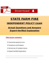 State Farm Fire Independent Policy Exam 2026 – Questions & Answers PDF