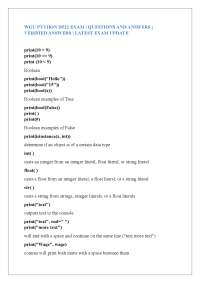 WGU PYTHON D522 EXAM | QUESTIONS AND ANSWERS | VERIFIED ANSWERS | LATEST EXAM UPDATE