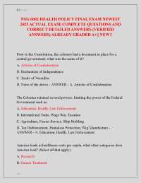 NSG 6002 HEALTH POLICY FINAL EXAM NEWEST 2025 ACTUAL EXAM| COMPLETE QUESTIONS AND ANSWERS