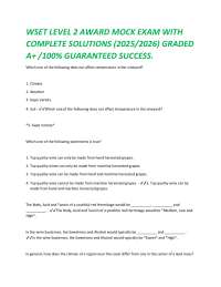 WSET LEVEL 2 AWARD MOCK EXAM WITH COMPLETE SOLUTIONS (2025/2026) GRADED A+ /100% GUARANTEE