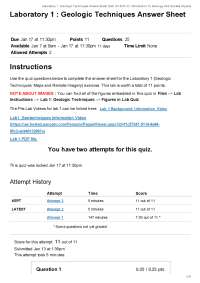 Laboratory 1 - Geologic Techniques Answer Sheet- ESS 101 B Wi 22 Introduction To Geology A