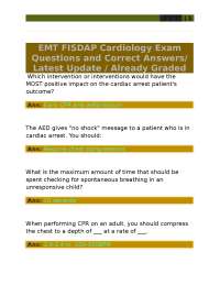 EMT FISDAP Cardiology Exam Questions and Correct Answers Latest Update Already Graded
