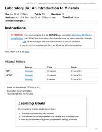 ESS 101 B Sp 22 Introduction To Geology And Societal Impacts Laboratory 3A An Introduction